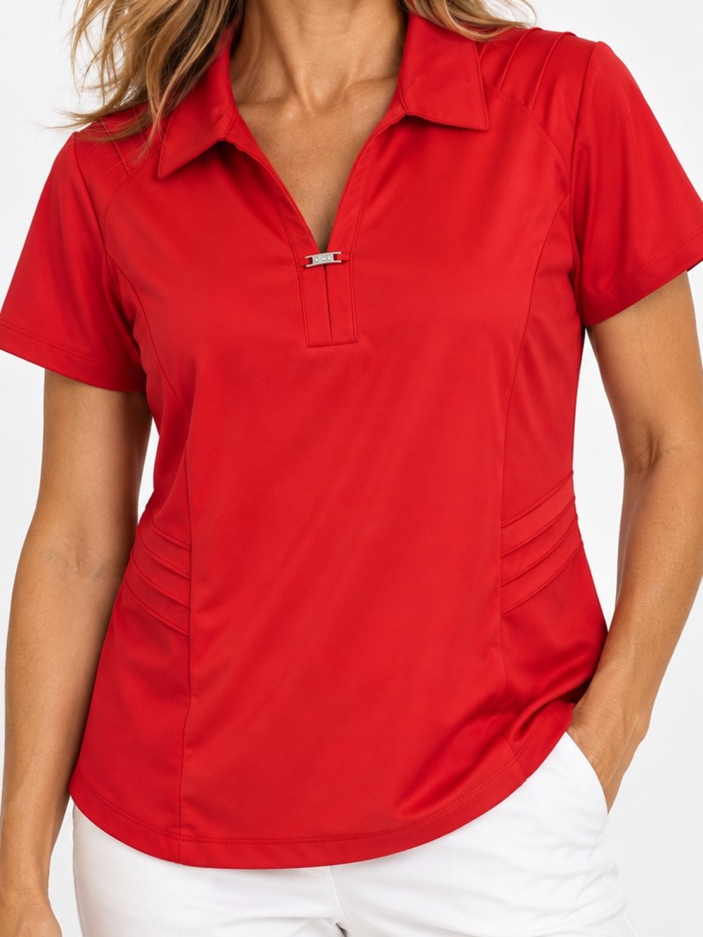 Chico’s Zenergy Golf Red Performance Polo Size 2 Size 12
